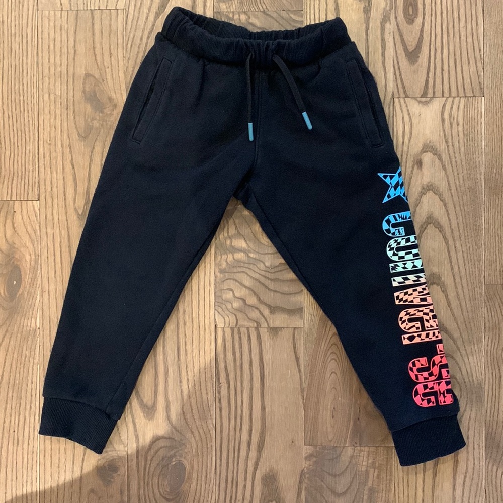 Converse Black Sweatpants with Multicolor Print